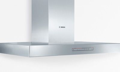 Moderne Bosch-Dunstabzugshaube aus Edelstahl.
